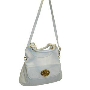 Emma Fox Y2k White Leather Shoulder Bag Gold-Tone Hardware & Detachable Strap